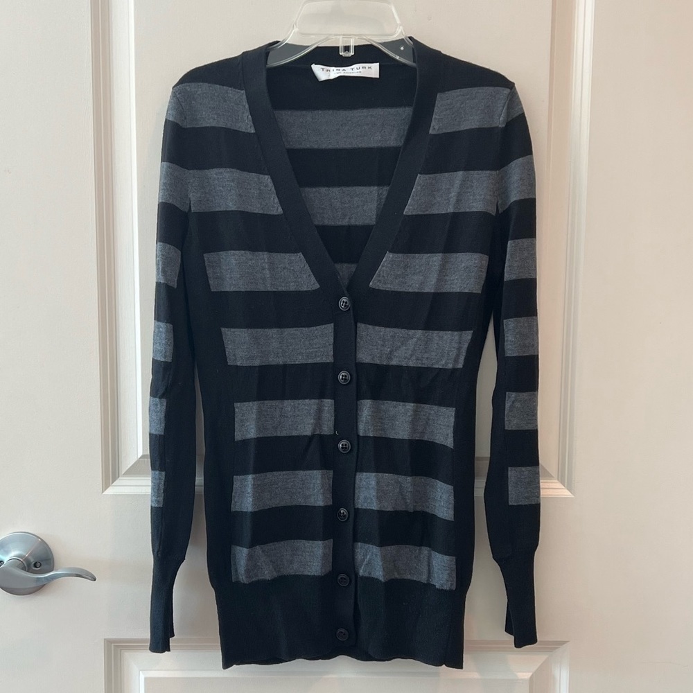 Trina Turk Cardigan Wide Stripes Sweater Women's